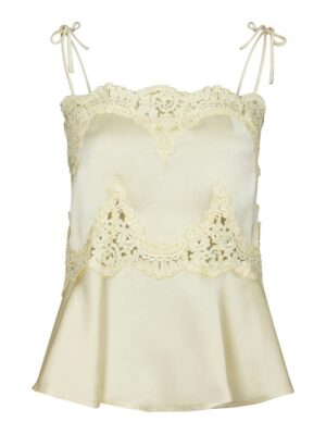 Neo Noir - Kaela Heavy Sateen Lace Top - Light Yellow