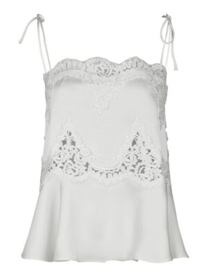 Neo Noir - Kaela Heavy Sateen Lace Top - Pearl