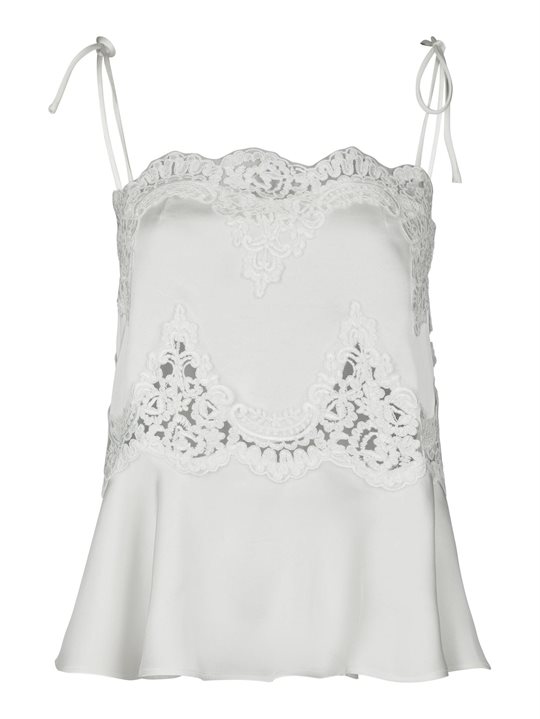 Neo Noir - Kaela Heavy Sateen Lace Top - Pearl