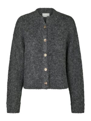 Neo Noir - Taura Fluffy Knit Cardigan - Antracit
