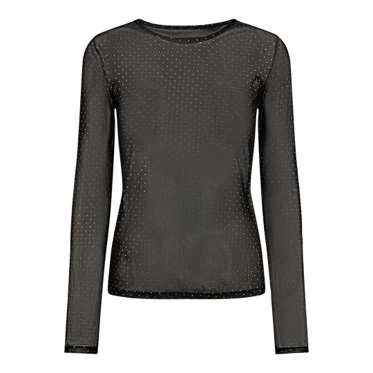 Liberté - Mesh Ls Sparkle T-Shirt - Black Gold Dot