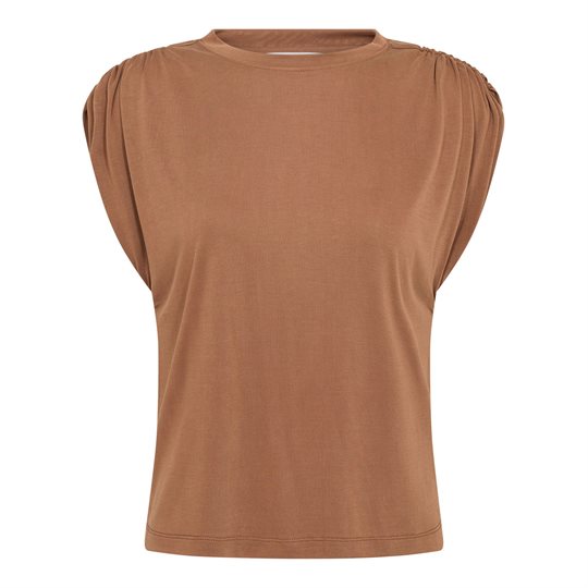 Co' Couture - Camilla Ruched Shoulder Tee - Suntan