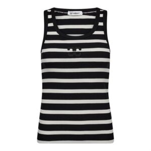 Co' Couture - Granny Rib Emb Tank Top - OffWhite Black