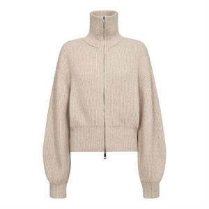 Co' Couture - Row Zip Knit Cardigan - Creme