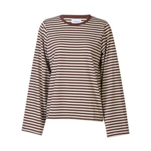 Liberté - Nalia Ls Boxy Tshirt - Brown Creme Stripe