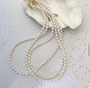 Friihof+Siig - White Pearl Kæde - Guld
