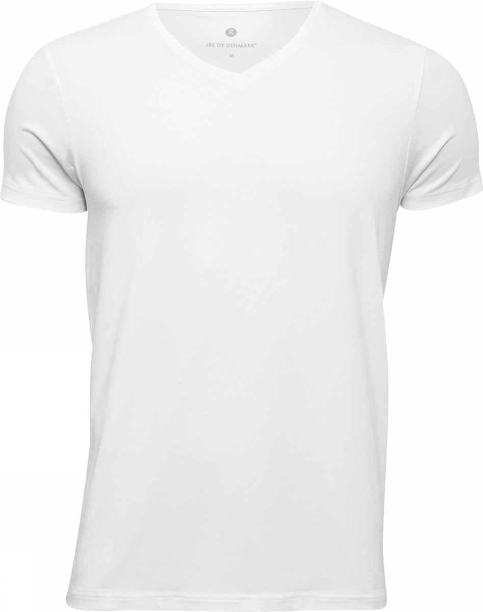 JBS of Denmark - Bambus V-hals T-shirt - Hvid - 3XL