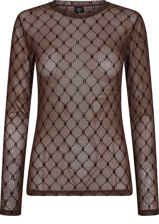 Hype The Detail - Mesh Logo Blouse - Brown