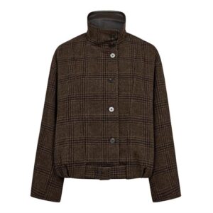 Co' Couture - Olva Check Balloon Jacket - Dark Brown