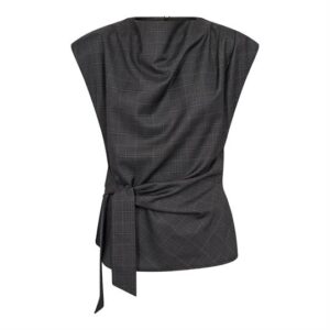 Co' Couture - Elora Check Pleat Top - Dark Grey