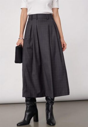 Co' Couture - Elora Check Pleat Skirt - Dark Grey
