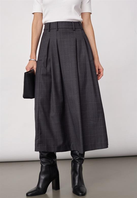 Co' Couture - Elora Check Pleat Skirt - Dark Grey