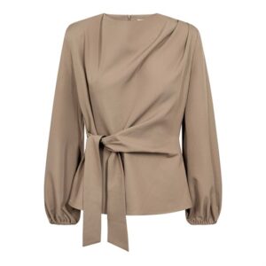 Co' Couture - Luna Tie Blouse - Taupe