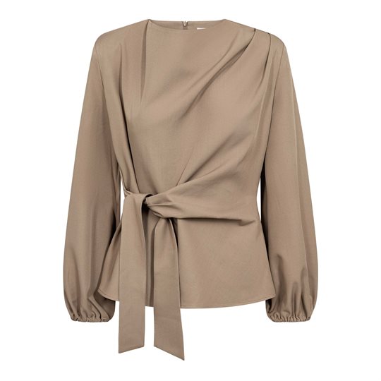 Co' Couture - Luna Tie Blouse - Taupe