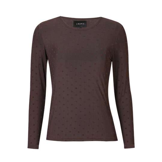 Liberté - Mesh Ls Tshirt Dot - Brown Medium Dot