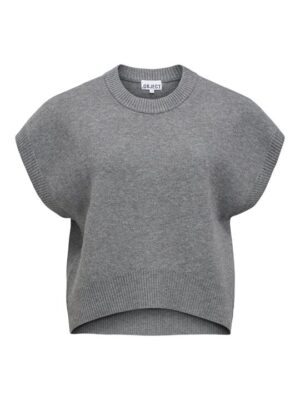 Object - Itone Sl Lo Knit Vest - Medium Grey Melange