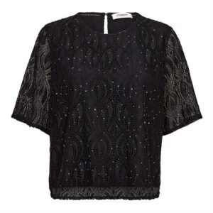 Co' Couture - Erica Stone Lace SS Blouse - Black