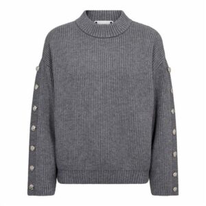 Co' Couture - Row Button Sleeve Knit - Grey Melange